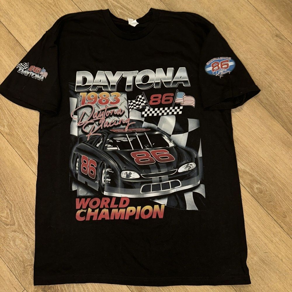 NWOT Daytona Racing 1983 T-Shirt Men's Large Nascar #86 Retro‎ World Champions